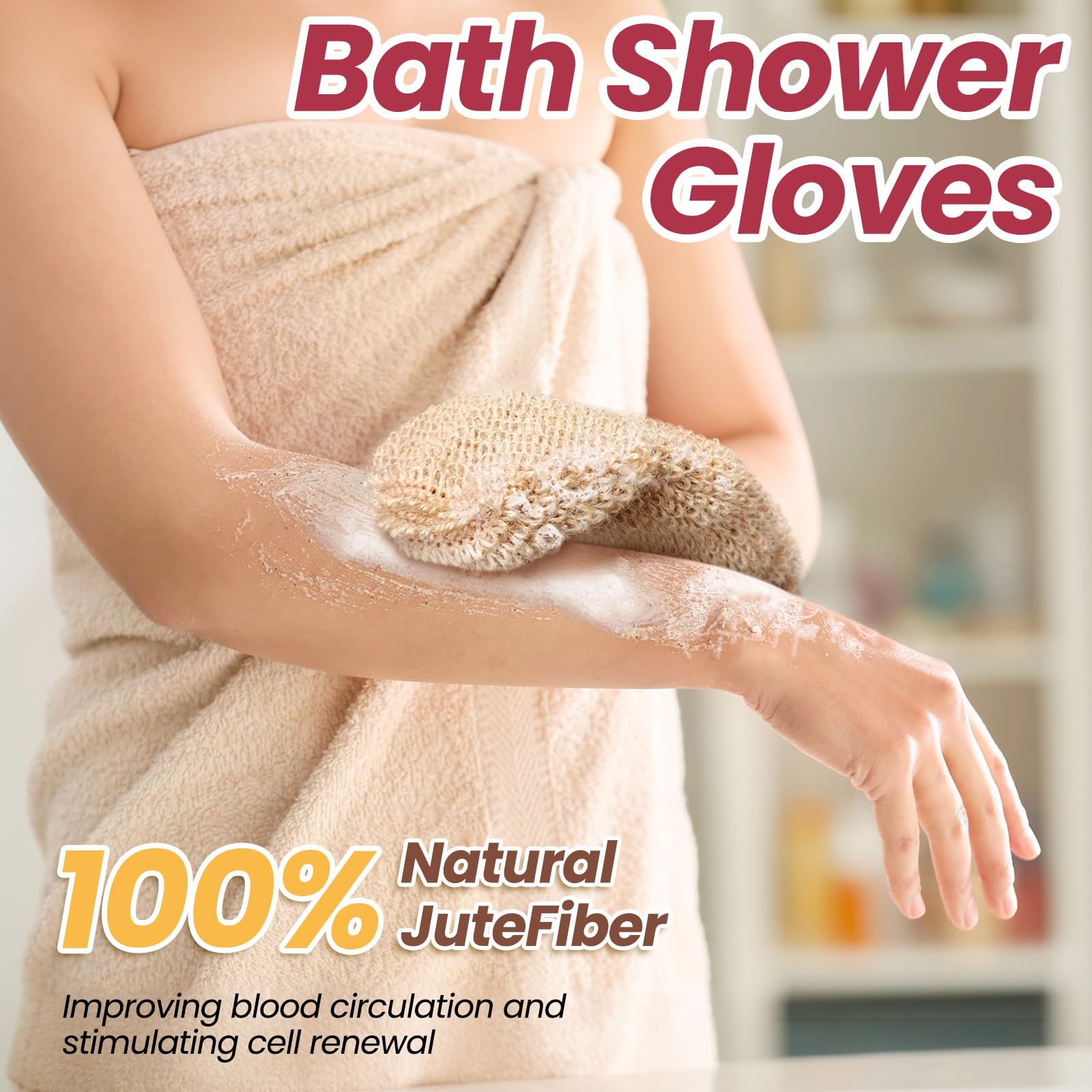 Vafada Wood Bath Brush,Long Handle Body Back Scrubber with Soft and Natural Bristles Antiskid Shower Brush Set for Bathroom Wet or Dry Exfoliating (6 Pack) (20.6'' Long Handle)