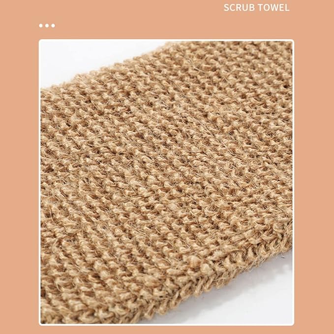Elolicu Jute Back Wash Strap, Hemp Back Scrubber Double Sided Natural Exfoliating Hemp Gloves Massage Strap Body Towel Brush Shower Exfoliating Belt for Back Bath Deep Clean Invigorate Your Skin