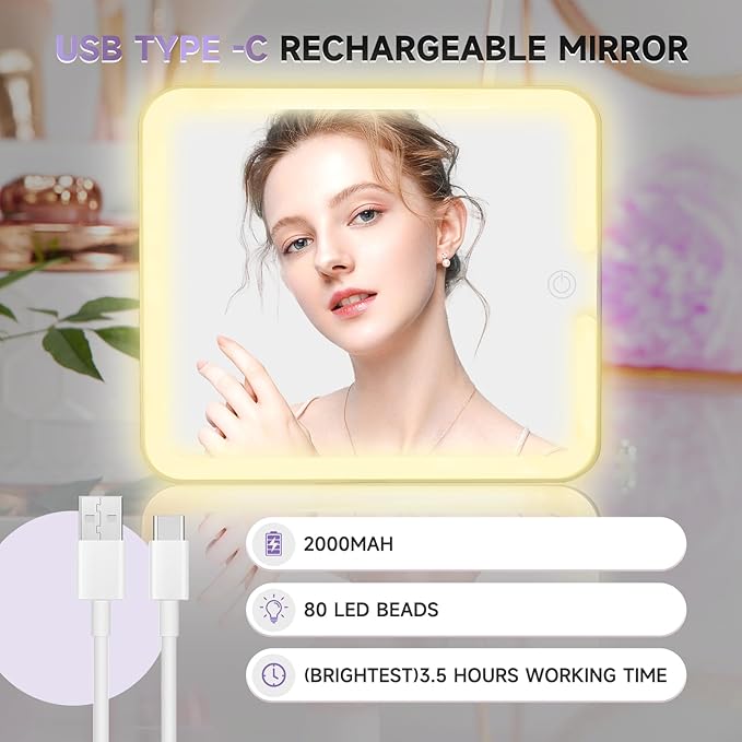 Leeora&Leekoo Makeup Case with Lighted Mirror, Portable Train Case Organizer for Makeup & Beauty Tools, Professional Cosmetic Storage Box (Black)