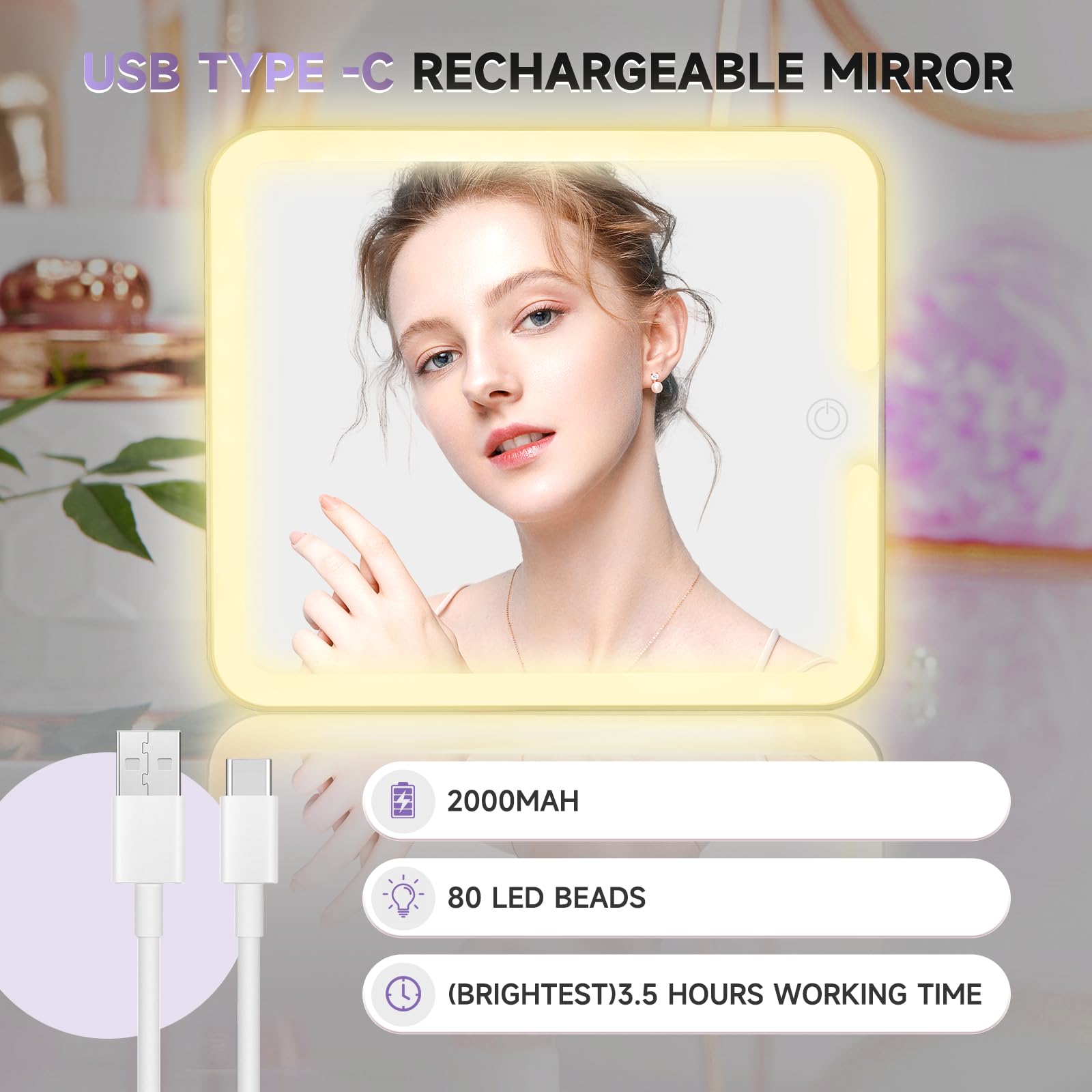 Leeora&Leekoo Makeup Case with Lighted Mirror, Portable Train Case Organizer for Makeup & Beauty Tools, Professional Cosmetic Storage Box (Black)