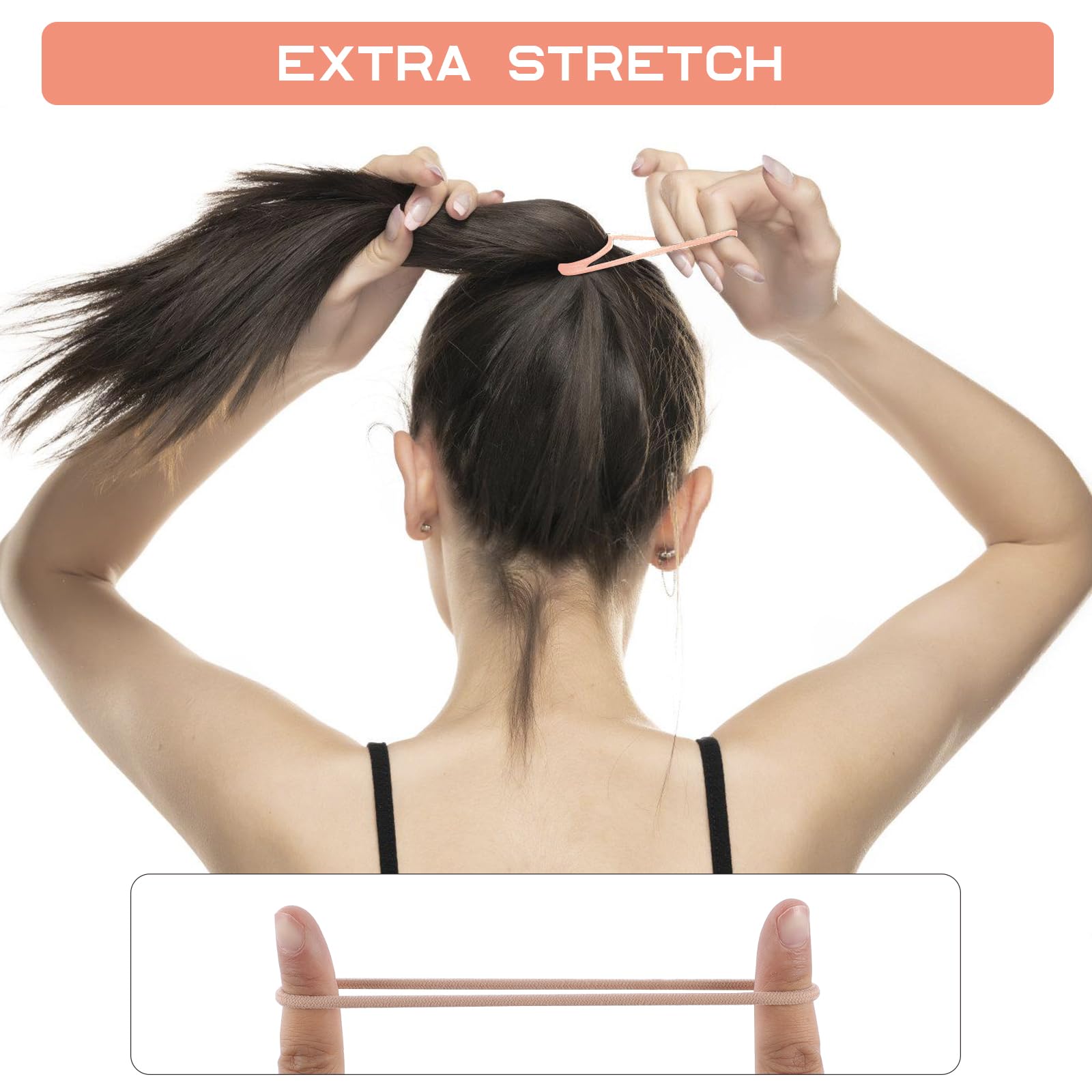 100PCS Hair Tie, 4MM Elastic Hair Ties No Damage Ponytail Holder for Women, Men and Girls (4mm Beige Blonde)