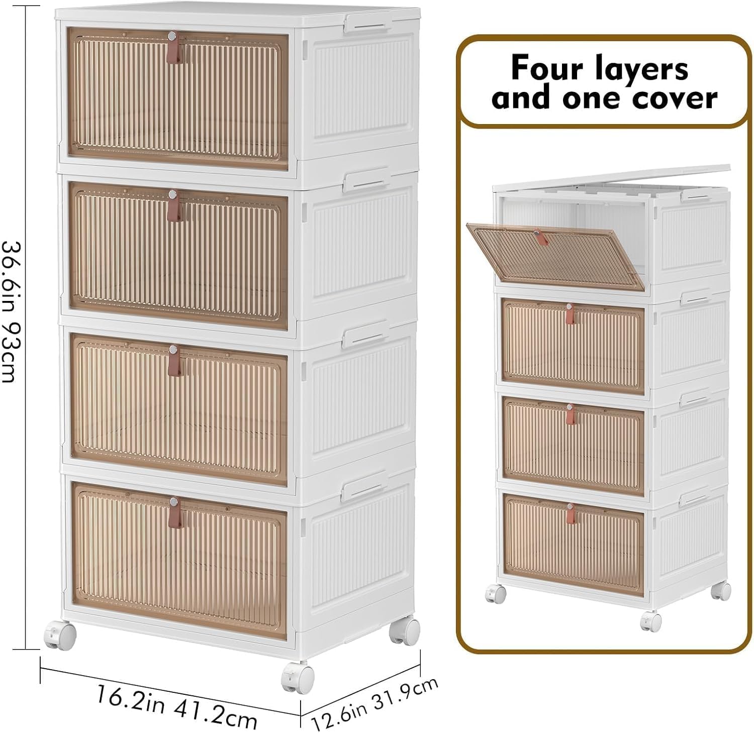 YFXCVSL 4 Tier Plastic Storage Bins with Lid 32QT, Stackable Storage Bins