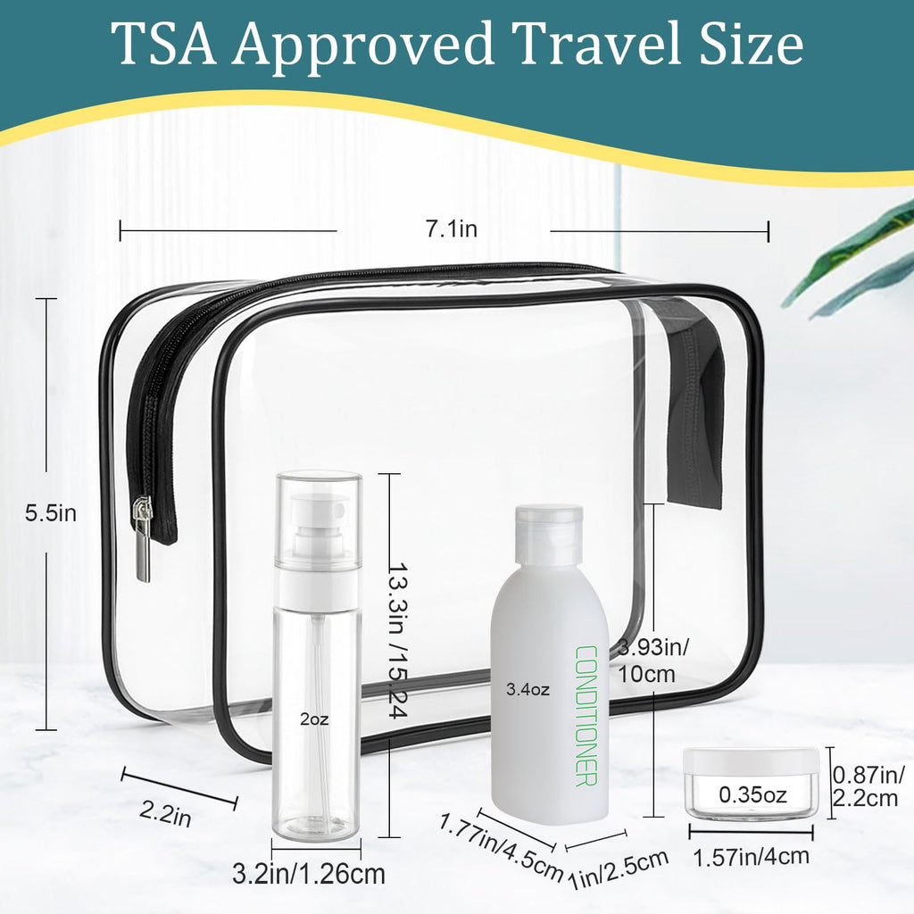 Cosywell Travel Bottles for Toiletries 9PCS Shampoo Bottles TSA Approved Toiletry Bottle Leakproof Plastic Cream Jars Refillable Cream Lotion Travel Essential Toiletrie(White)