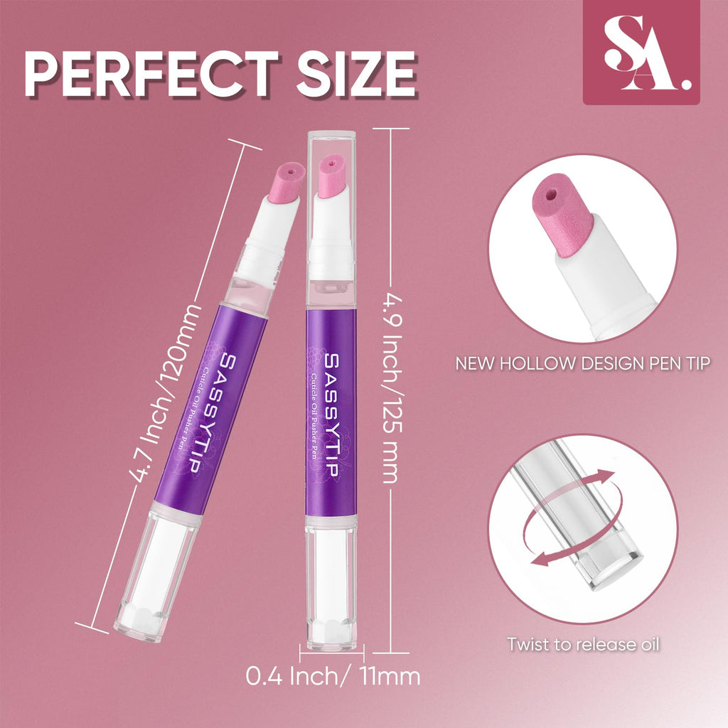 SASSYTIP Ceramic Cuticle Pusher & Oil Pen 2ml Nail Care Strengthen