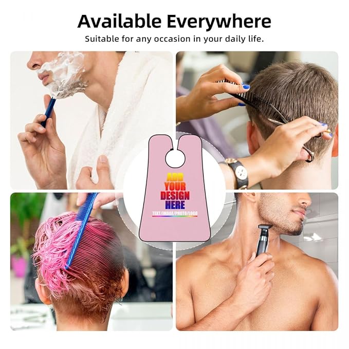 Custom Beard Apron for Men Personalized Gift with Name Image Picture Text Beard Shave Cape Customized Beard Trimming Catcher Bib for Bathroom Pink