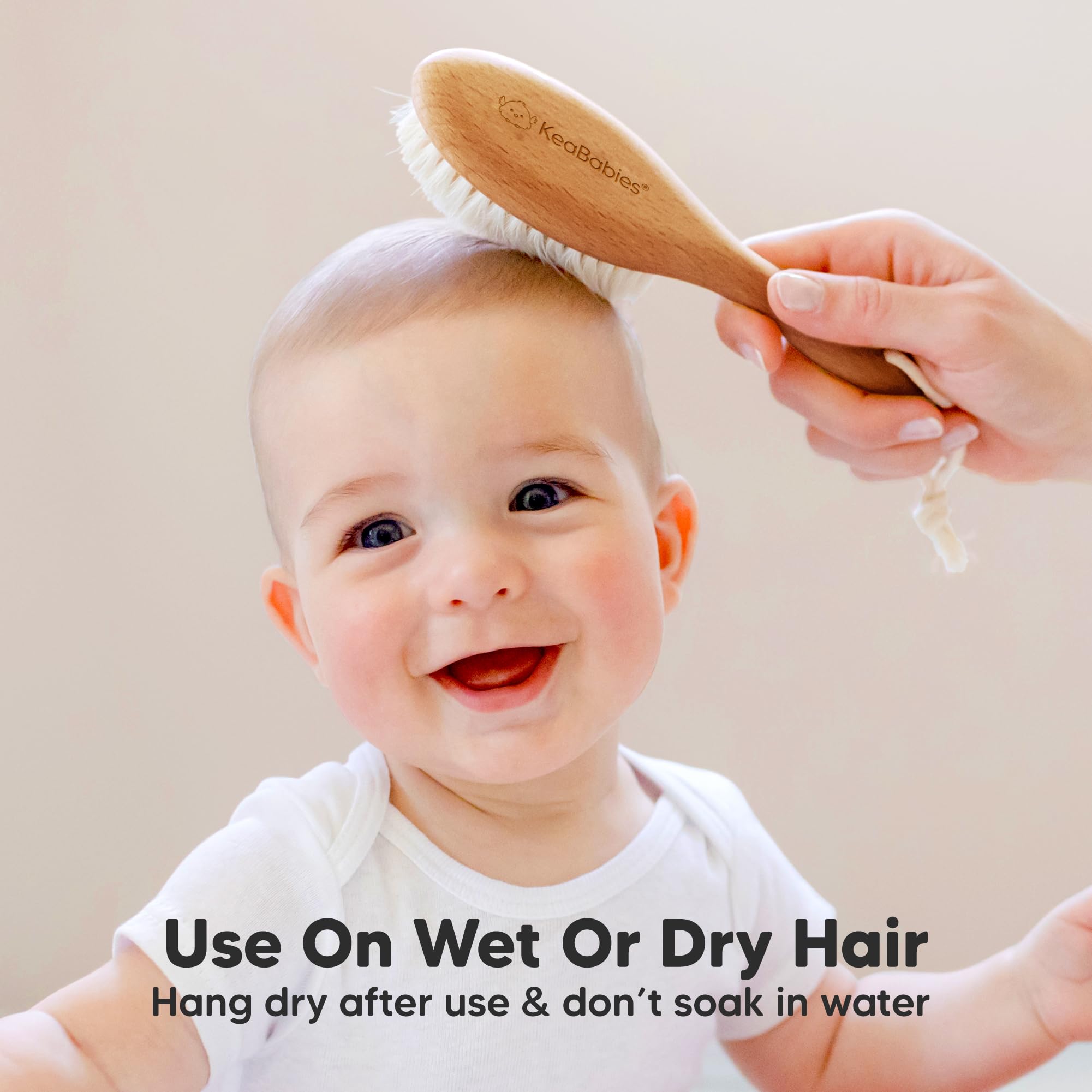 Wooden Baby Hair Brush for Toddler, Infant Cradle Cap (Golden Oak, Regular)