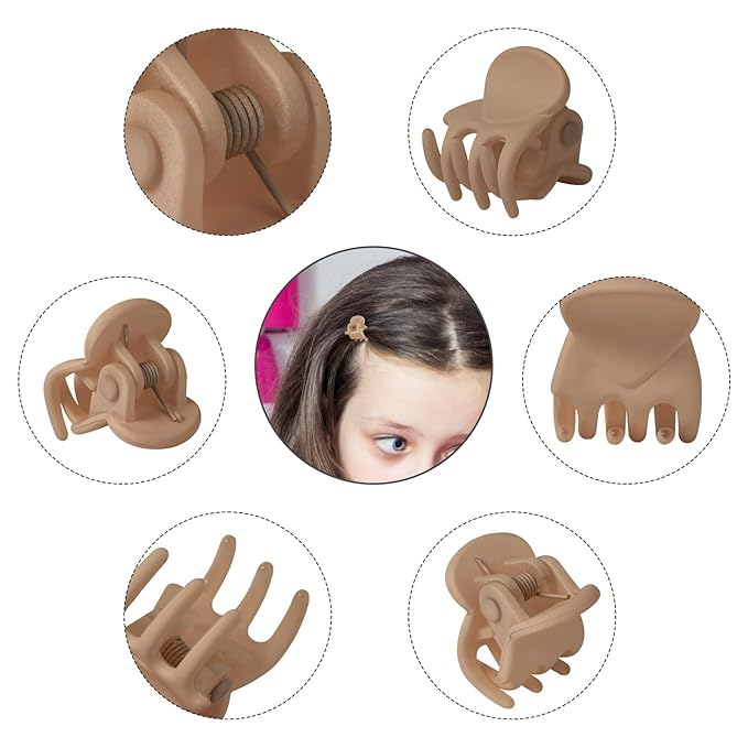 YOHAMA 36Pcs Khaki Mini Hair Claw Clips for Women&Girls, Strong Bangs Clips