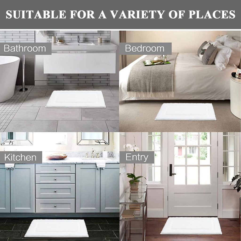 SHACOS Soft Microfiber Bathroom Rugs Set of 2 Pieces, White