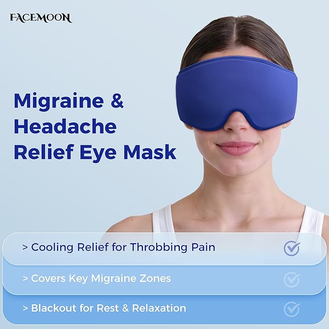 Cooling Gel Eye Mask Sleep: FSA -HSA Eligible, Cold Compress for Puffy Eyes & Migraine Relief - Reusable Gel Weighted Sleeping Mask for Dark Circles & After Surgery, Eye Care,Ice Pack for Eyes, Blue