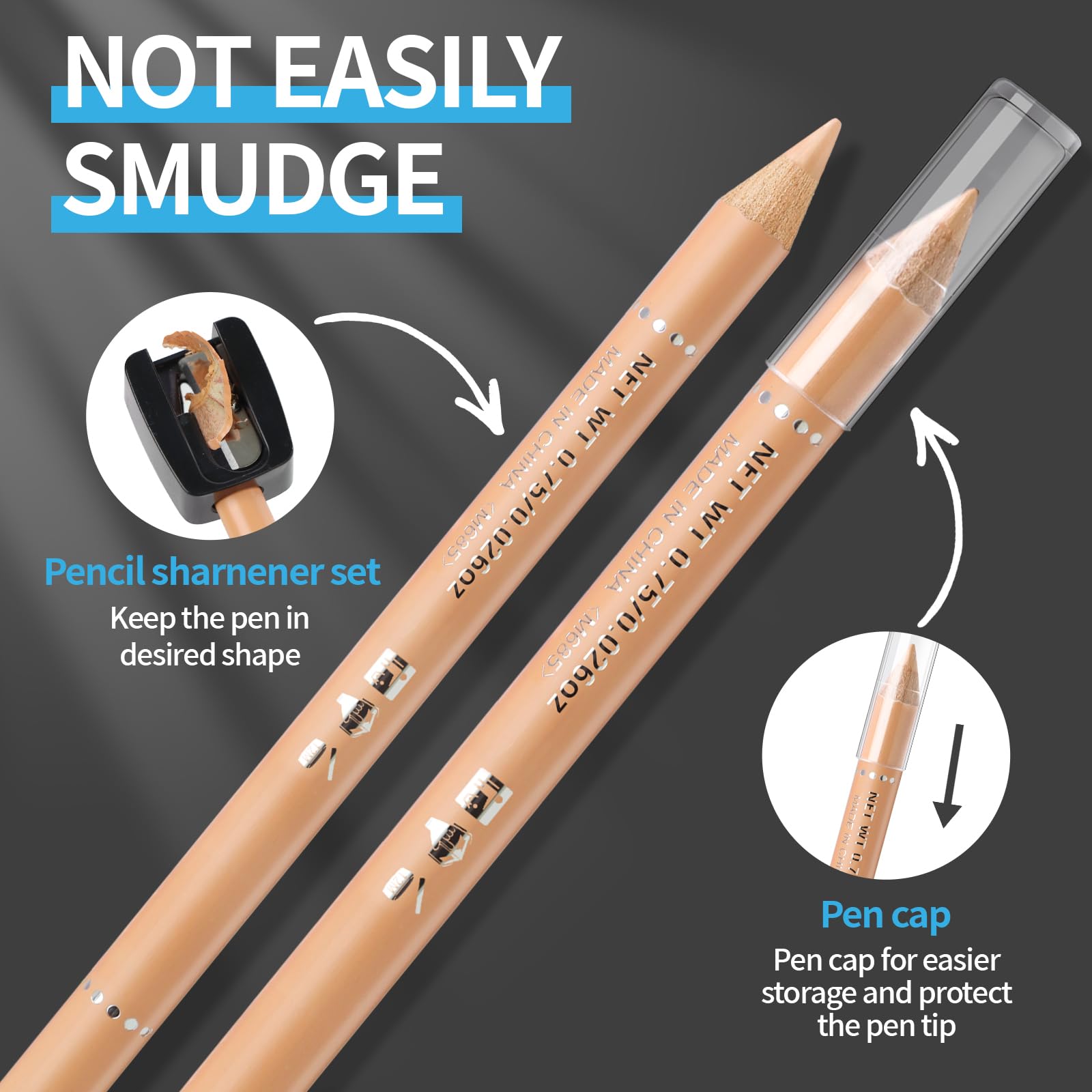 Noerrors Barber Pencil for Lineup Beige Skin Tone Magic Hairline Pencils Barber Chalk Set Beard Guide Pen with Sharpener Ruler Brush for Goatee Hair Design Shaping Trace Grooming Makeup Tool for Men