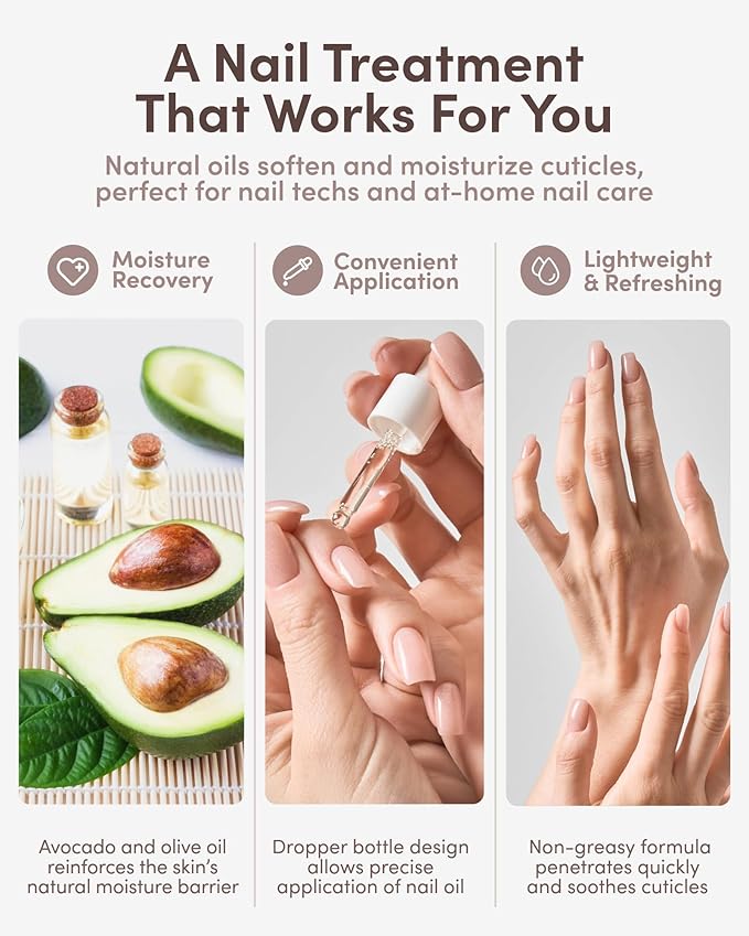 ella+mila Cuticle Oil for Nails - Olive & Avocado, Vegan, 2.3 fl oz