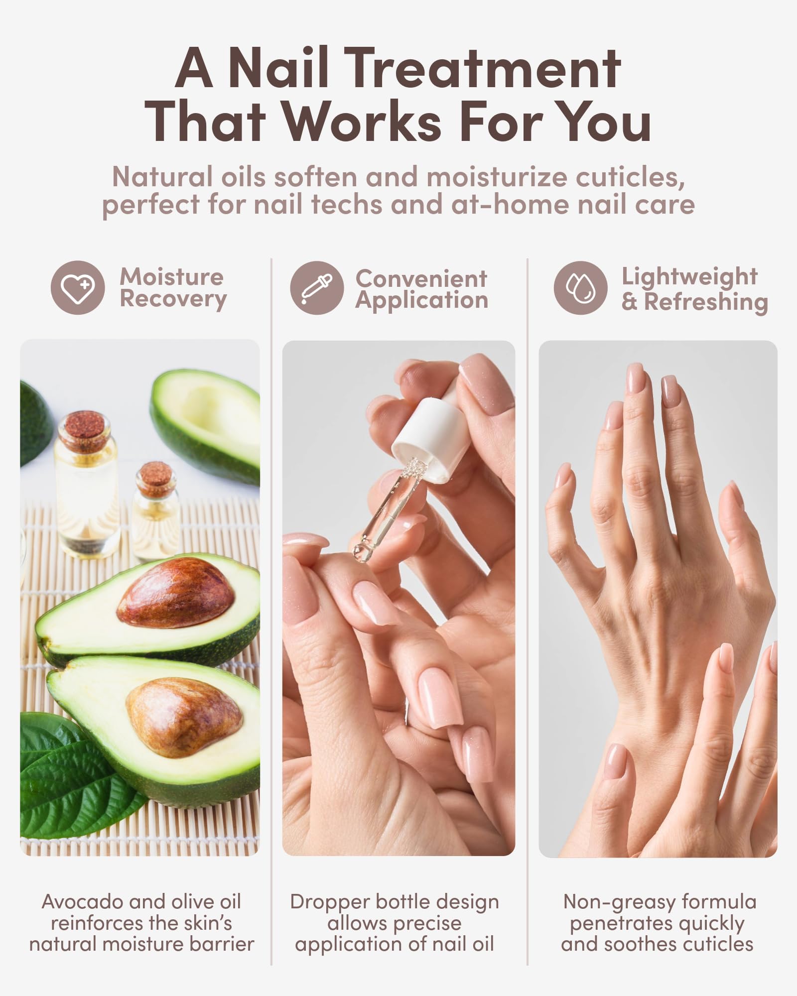 ella+mila Cuticle Oil for Nails - Olive & Avocado, Vegan, 2.3 fl oz