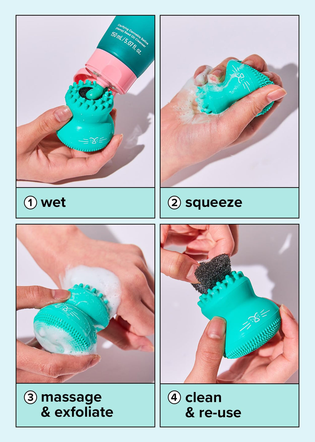 I DEW CARE 3-in-1 Cute Pawfect Face Scrubber - Silicone Pore Cleanser 1EA