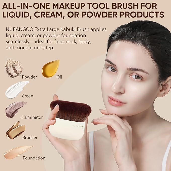 NUBANGOO Extra Large Body Makeup Brush,Tanning Brush, Self Tanner, Foundation Bronzer Brush Cream Powder liquid Foundation, Body Lotion, Self-tan Mousse, Face Neck Leg Full Body Blending Brush(White)
