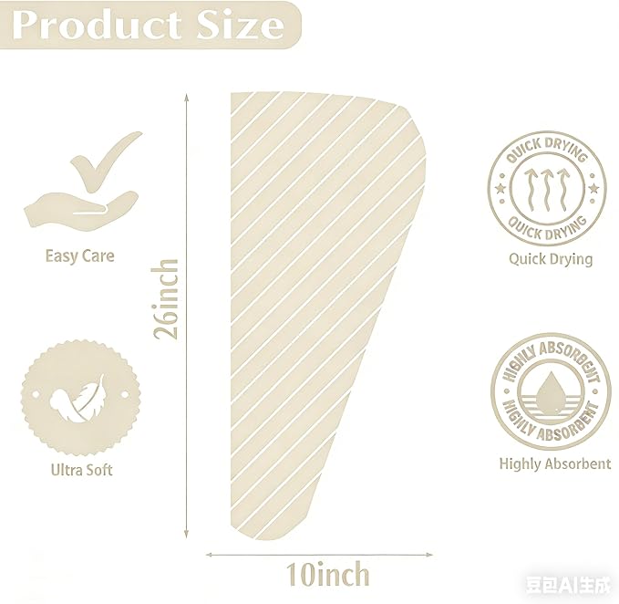 3 Pack Microfiber Hair Towel Wrap for Women, Fast Drying Hair Turban with Button, Anti-Frizz Large Hair Towel for All Hair Styles, Soft & Absorbent Hair Drying Towel