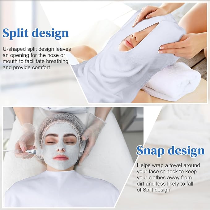 VitalCozy 12 Pieces Facial Towels Split Design Soft Esthetician Towels Removing Spa Microfiber Face Cloth for Home Salon Facial Steam Massage and Cleansing(White)