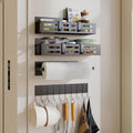 SETBAOO 4 Pack Magnetic Spice Rack for Refrigerator with 4-Hook Rack and Paper Towel Holder, Black Magnetic Shelf and Fridge Kitchen Cabinet Organizers Storage Seasoning Organization Mini Shelves.