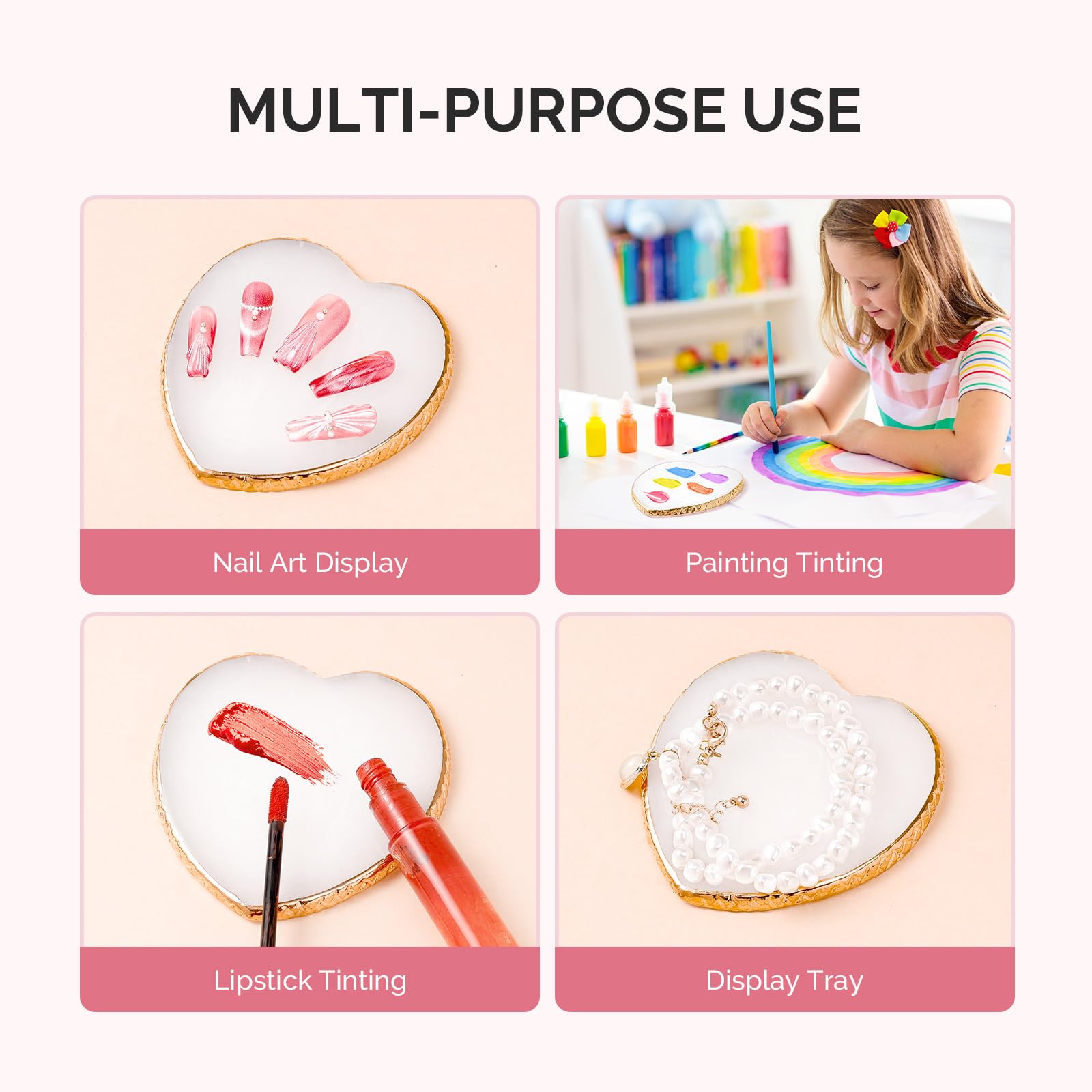 MelodySusie 1Pc Heart Resin Nail Art Palette Color Mixing Board White