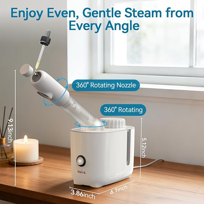 Fulog Facial Steamer Nano Ionic Face Steamer with 360° Rotating Arm, Esthetician Facial Steamer for Deep Cleaning, Portable Spa Facial Machine for Home Salon