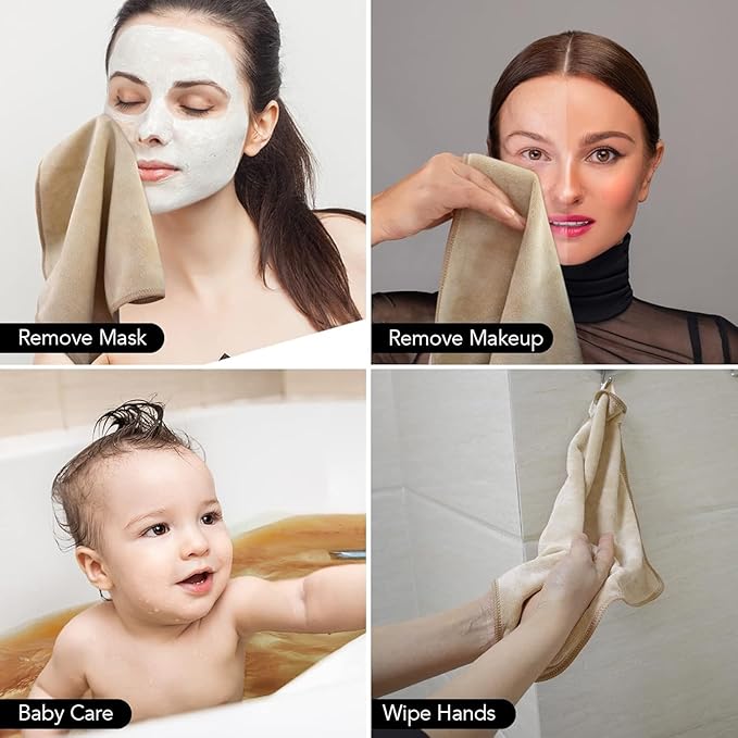 SINLAND Microfiber Facial Cloths Fast Drying Washcloth 12inch x 12inch Absorbent Face Wash Cloth Soft Makeup Remover Cloths