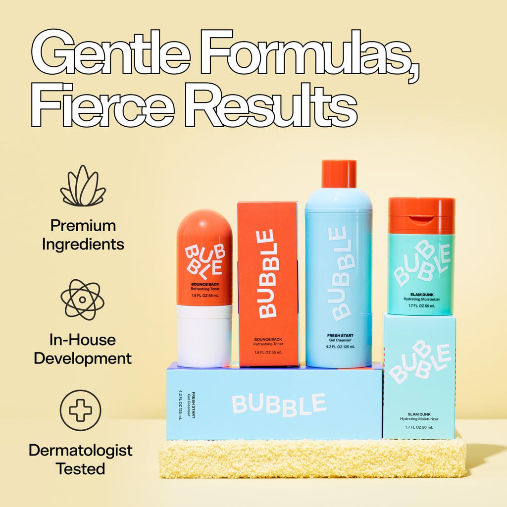 Bubble Skincare Fresh Start Gel Cleanser - Gentle Exfoliating Face Wash for Oily Skin - Gel Cleanser with Aloe Vera Juice + Caffeine to Protect and Soothe Complexion - Summer Skincare Essential (50ml)
