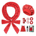 Gwabee Heatless Curls Overnight Hair Curlers to Sleep In, 9 PCS Velvet Heatless Hair Curler Overnight Curls for Women Long Medium Hair Volumes, Heatless Curling Waves Set with Sleep Bonnet - Red