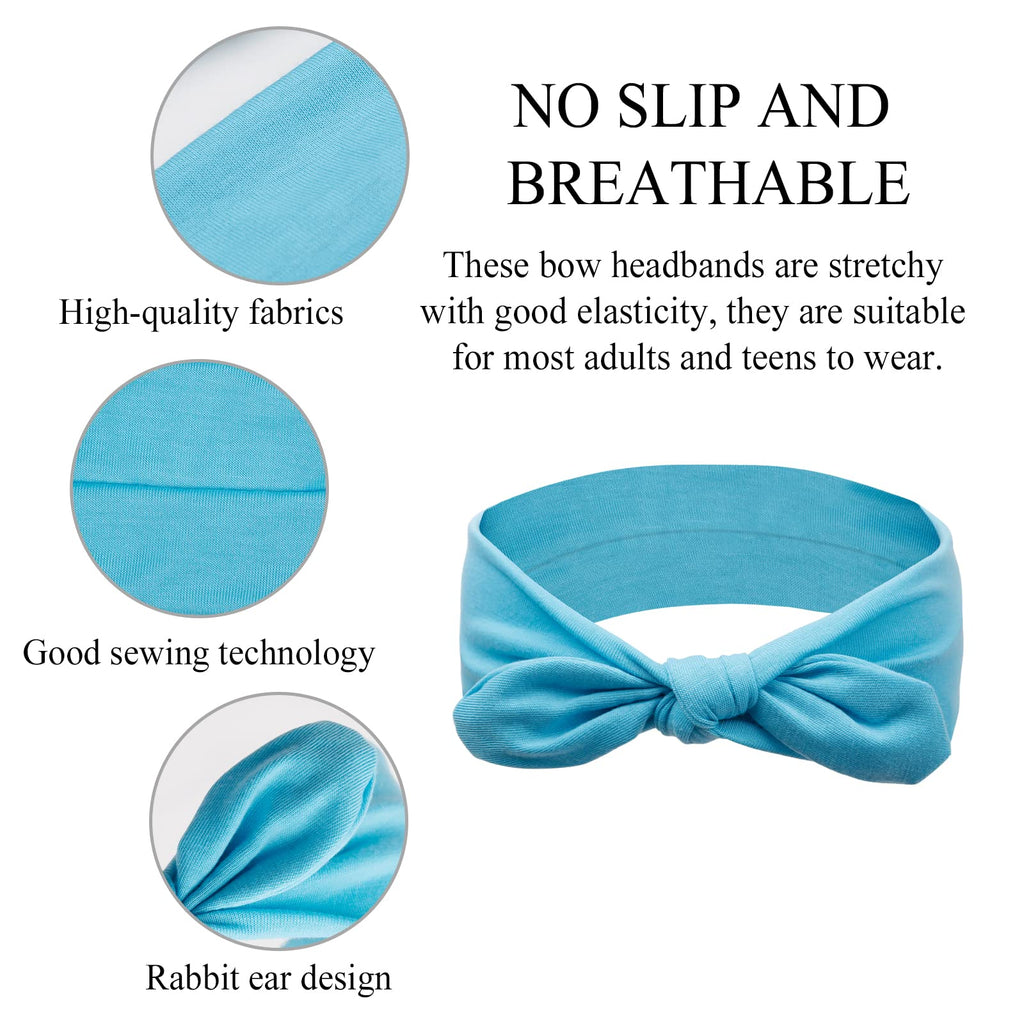 Huachi 12 Pack Bow Headbands for Women Headwraps Hair Band Knotted Headband Rabbit Ears Stretchy Turban Head Wraps Fashion Summer Headbands Sport Cute Hair Accessories