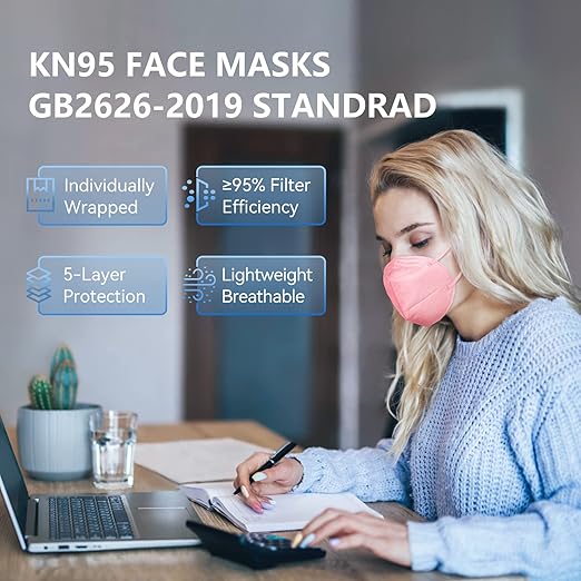 HALIDODO KN95 Face Mask, 5-Ply Breathable Comfortable Safety Mask (Grey)