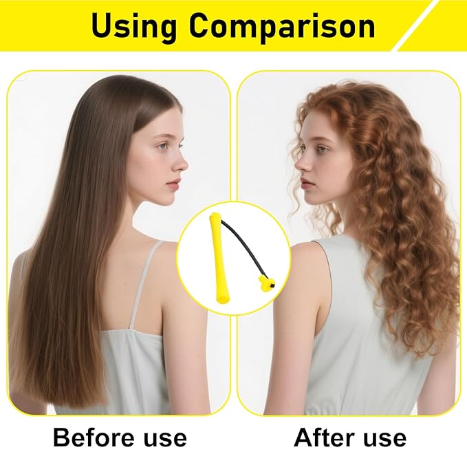 100Pcs Yellow Perm Rods for Natural Hair, Small Cold Wave Rods for Tight Curls, 0.32 Inch Non-Slip Plastic Hair Rollers for Short Hair, Professional Salon Curler Tool with Rubber Band, Bulk Pack