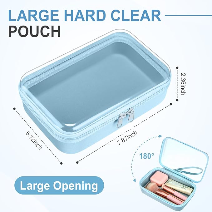 4 Pcs Hard Clear Zipper Case Hard Shell Plastic Pencil Case Large Transparent Pencil Box Portable Travel Organizer Toy Storage Bins for Home Office Cosmetics(Beige, Orange, Dark Blue, Green)