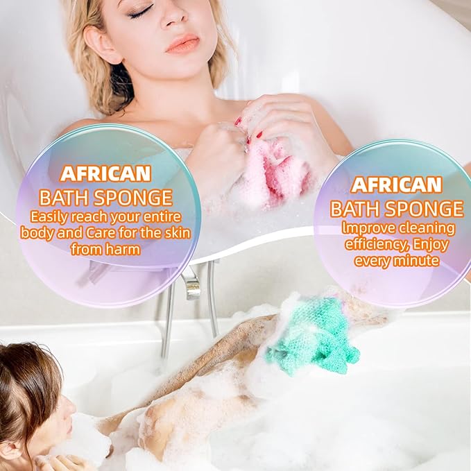 African Net Sponge 12-Pack, Exfoliating Bath Sponge for Body Care, Ideal for Home Spa & Birthday Gifts for Women, Men, Daughter, Son, Mother, Friend
