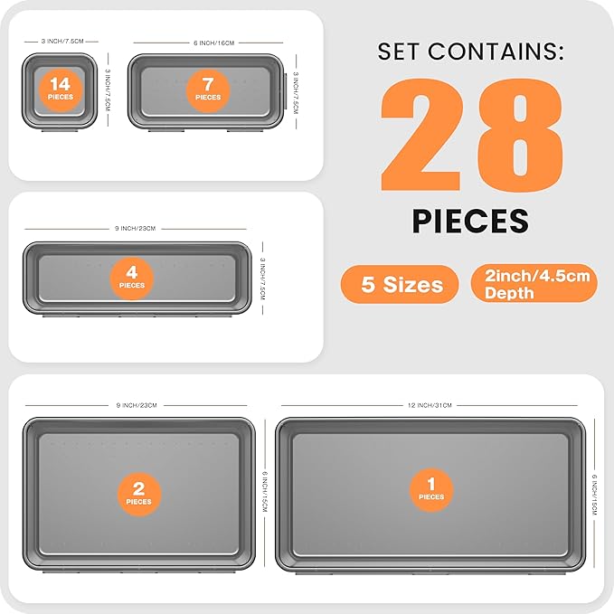 A-LuGei 【Military Grade】 Drawer Organizer,【𝟱𝗦𝗶𝘇𝗲】 Makeup organizer,【Holds 177 Items】 Bathroom Organizers and Storage,Organization and Storage,Desk Drawer Organizer for Vanity【Clear Black】