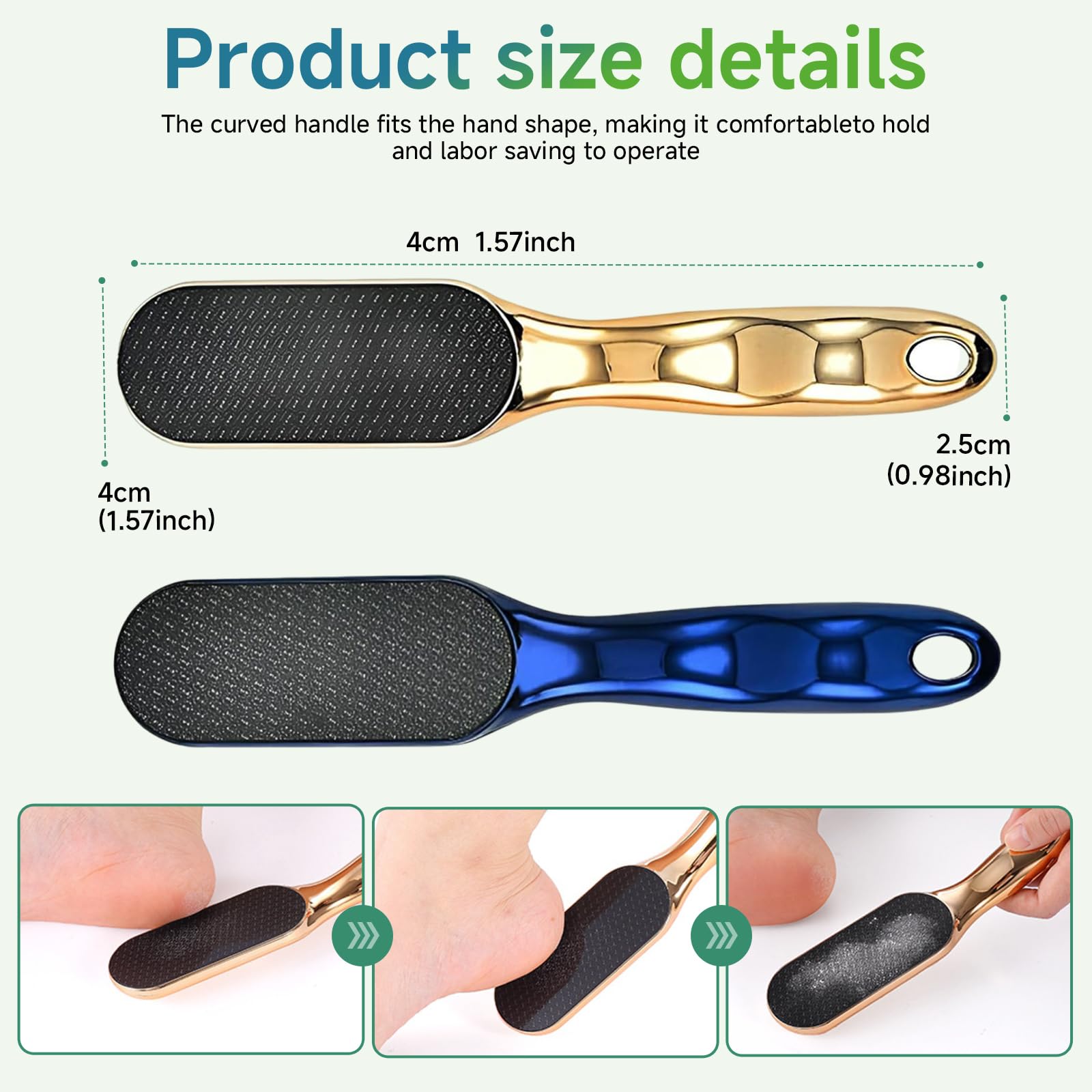2Pcs Nano Glass Foot File,Nano-Glass Foot File,Foot Scraper for Callus Removal,Veinsgrain Foot Files (Gold+Blue)