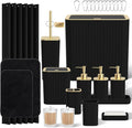 InnJoey Bathroom Accessory Set - Bathroom Set, 27PC Bathroom Accessories Set, Black Bathroom Sets with Shower Curtain and Rugs, Mini Trash Can, Toilet Brush, Trash Can & Soap Dispenser