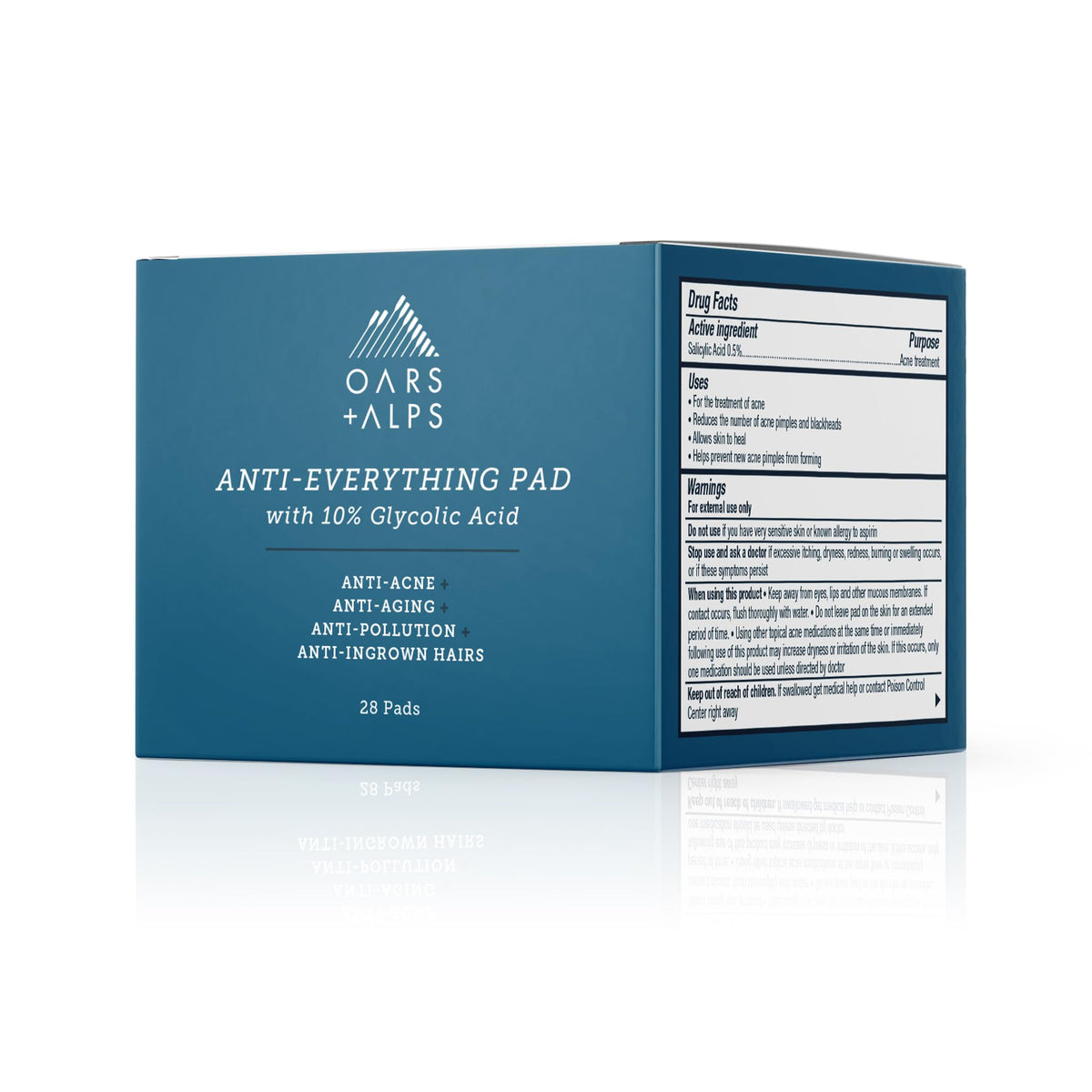 Oars + Alps Anti-Everything Pads, Facial Cleanser + Exfoliator, 28ct