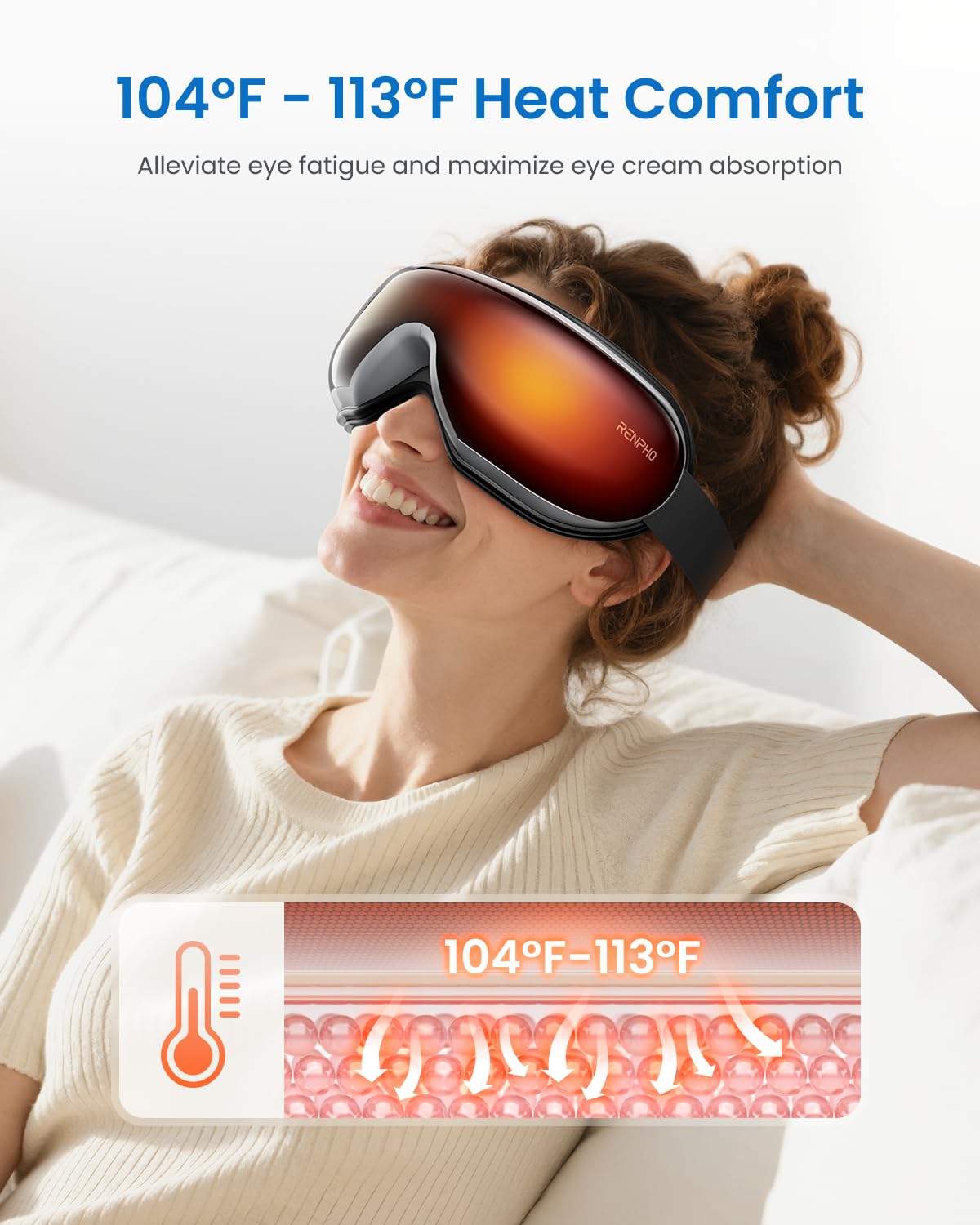 RENPHO Eyeris 1 Eye Massager with Heat, FSA Eligible HSA, Heated Eye Mask for Head Tension, Eye Strain & Screen Fatigue, Birthday Gifts for Men and Women