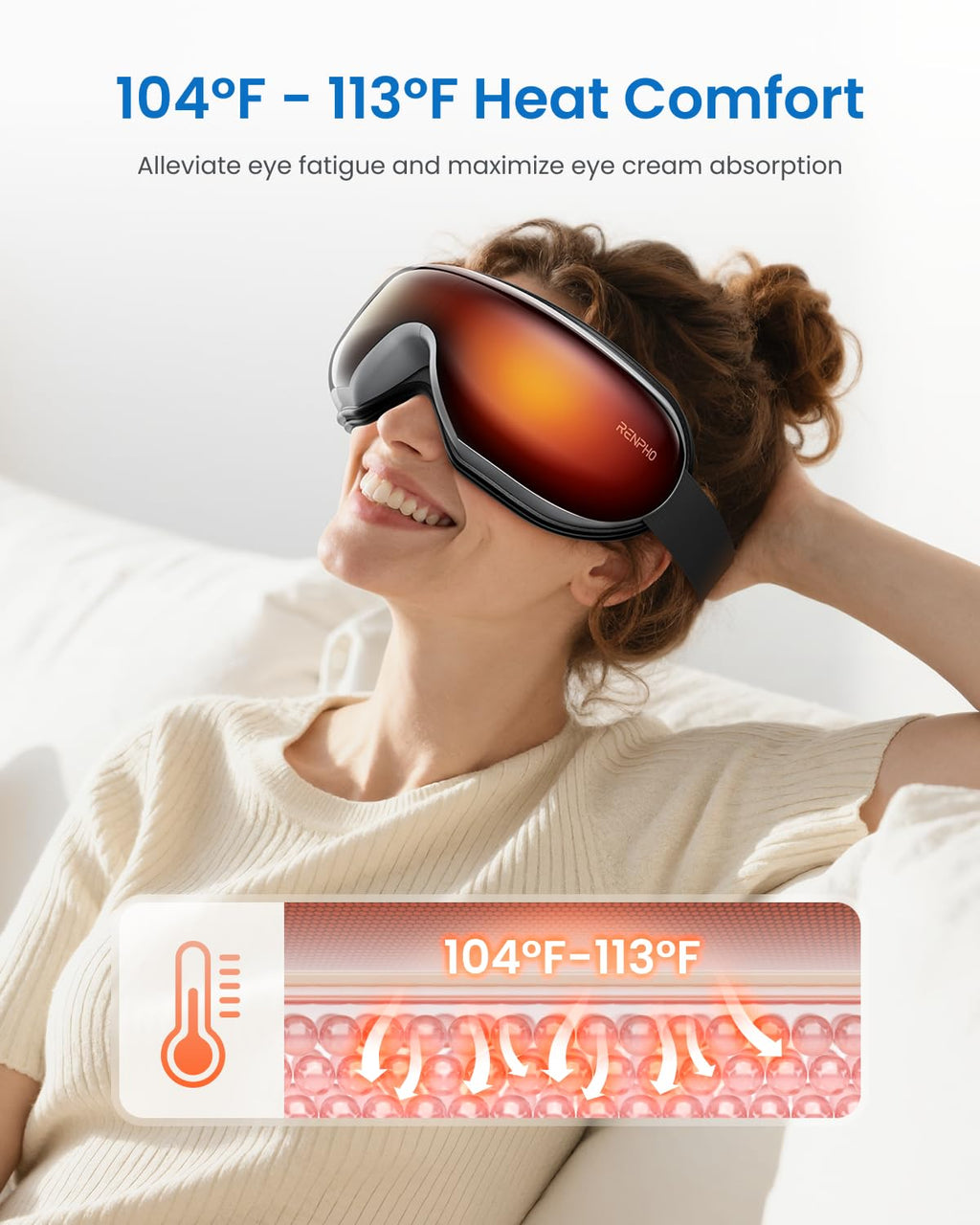 RENPHO Eyeris 1 Eye Massager with Heat, FSA Eligible HSA, Heated Eye Mask for Head Tension, Eye Strain & Screen Fatigue, Birthday Gifts for Men and Women