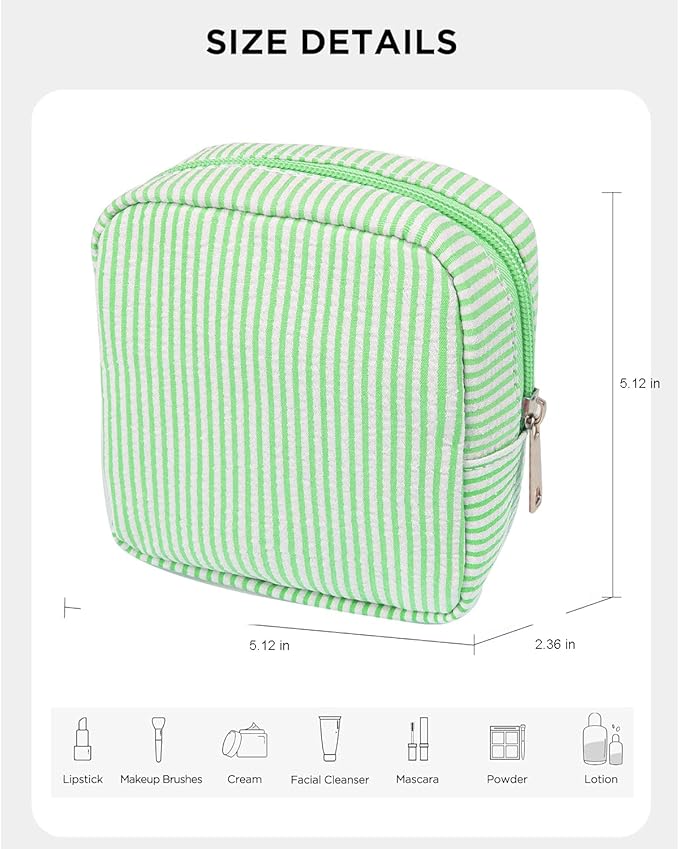 Small Makeup Bag, Mini Makeup Pouches for Purse Cute Cosmetics Bag Pouch with Slip-in Pockets Small Travel Toiletry Bag Makeup Storage Bag Lipstick Organizer Purse Essentials