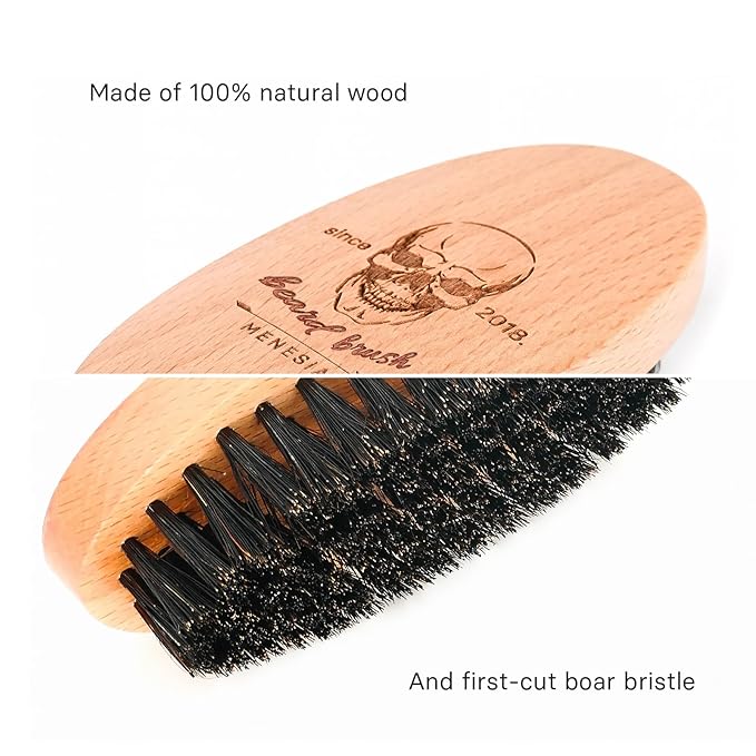 Menesia Soft Boar Bristle Beard Brush for Men