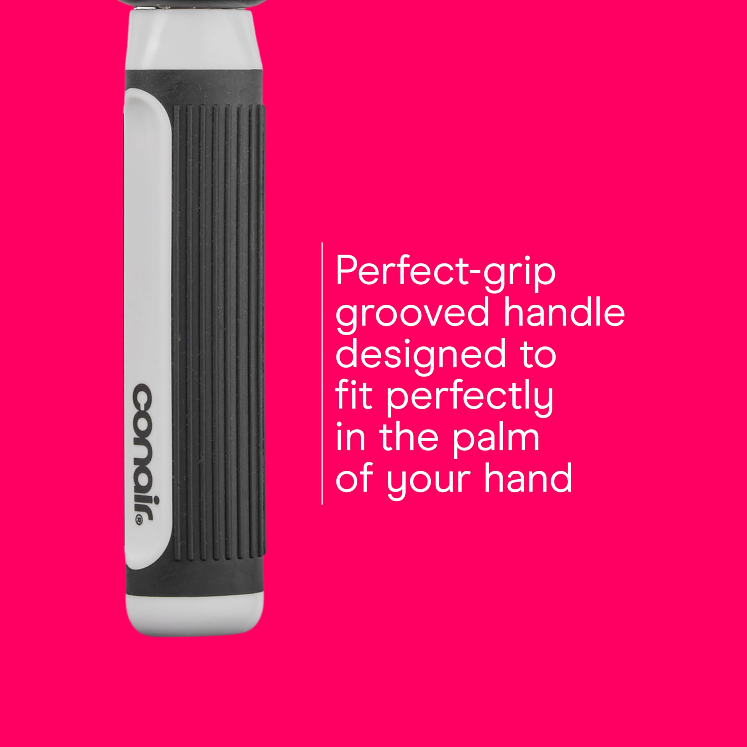 Conair Grip & Style Round Brush, Nylon Bristle Hair Brush for Blowout Styling, Ideal for Coarse, Curly, Wavy Hair, Color May Vary