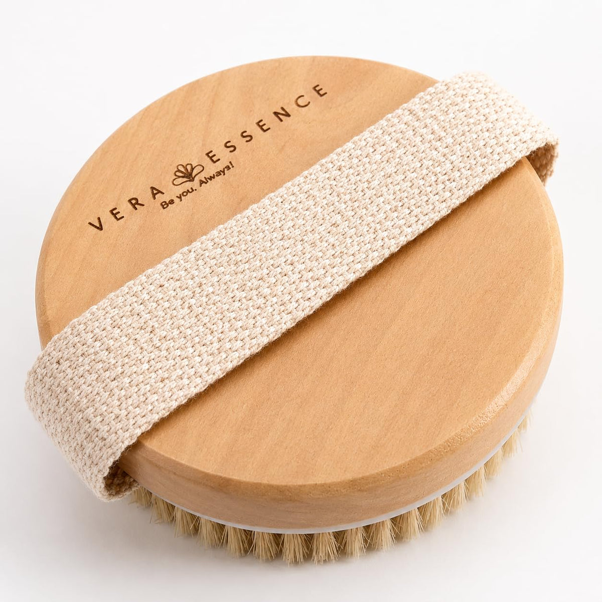 Vera Essence Dry Body Brush for Women & Men, Dry Brush for Lymphatic Drainage, Exfoliating Body Brush with Natural Boar Bristles, Massage Nodes & Bamboo Base for Dry Skin