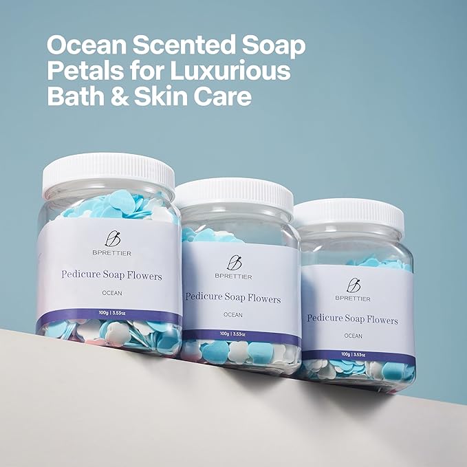 Pedicure Soap Flowers Foot Soak Petals Sheet for Softens Dead Skin Moisturizing Relaxing Spa Feet Birthday Pedi Nail Party (Ocean)