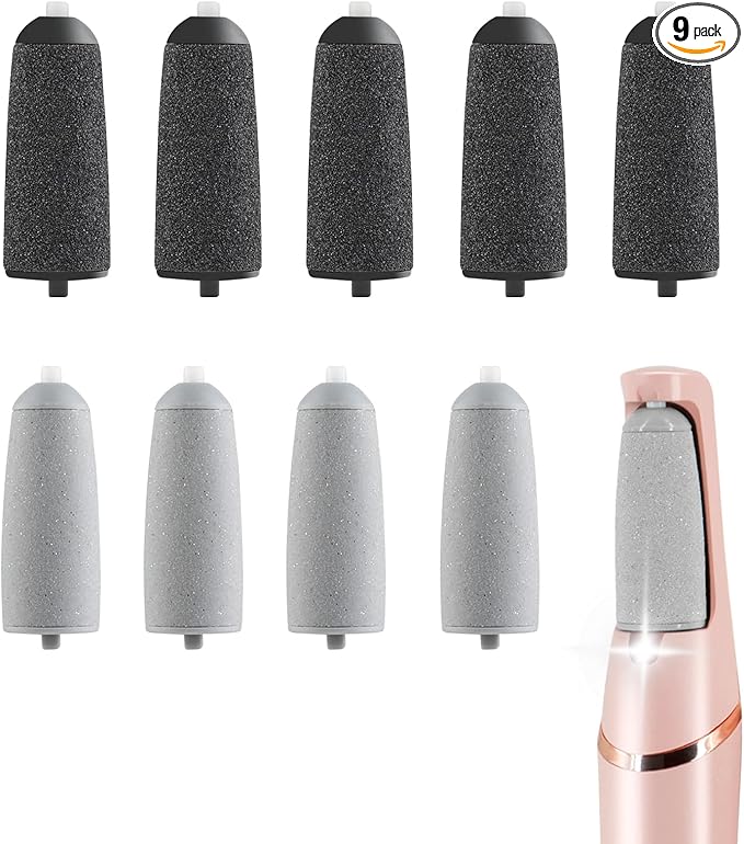 9 Pack Pedicures Replacement Heads for Haootadiy Pedi, Eelectric Tool Foot File, Pedi Replacement Roller Head fit Finishing Touch Pedi (Pedicure Tool Not Included)