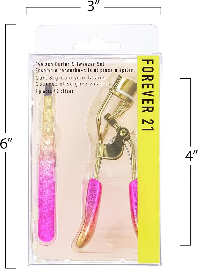 Eyelash Curler & Tweezer Set - 2pc Lash Kit w/Precision Lash for Women