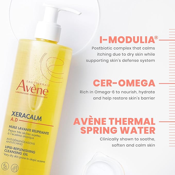 Avène XeraCalm A.D Lipid-Replenishing Cleansing Oil,Atopic Dermatitis,Eczema-Prone,Fragrance-Free,Pump,13.5 oz.,(Pack of 2)