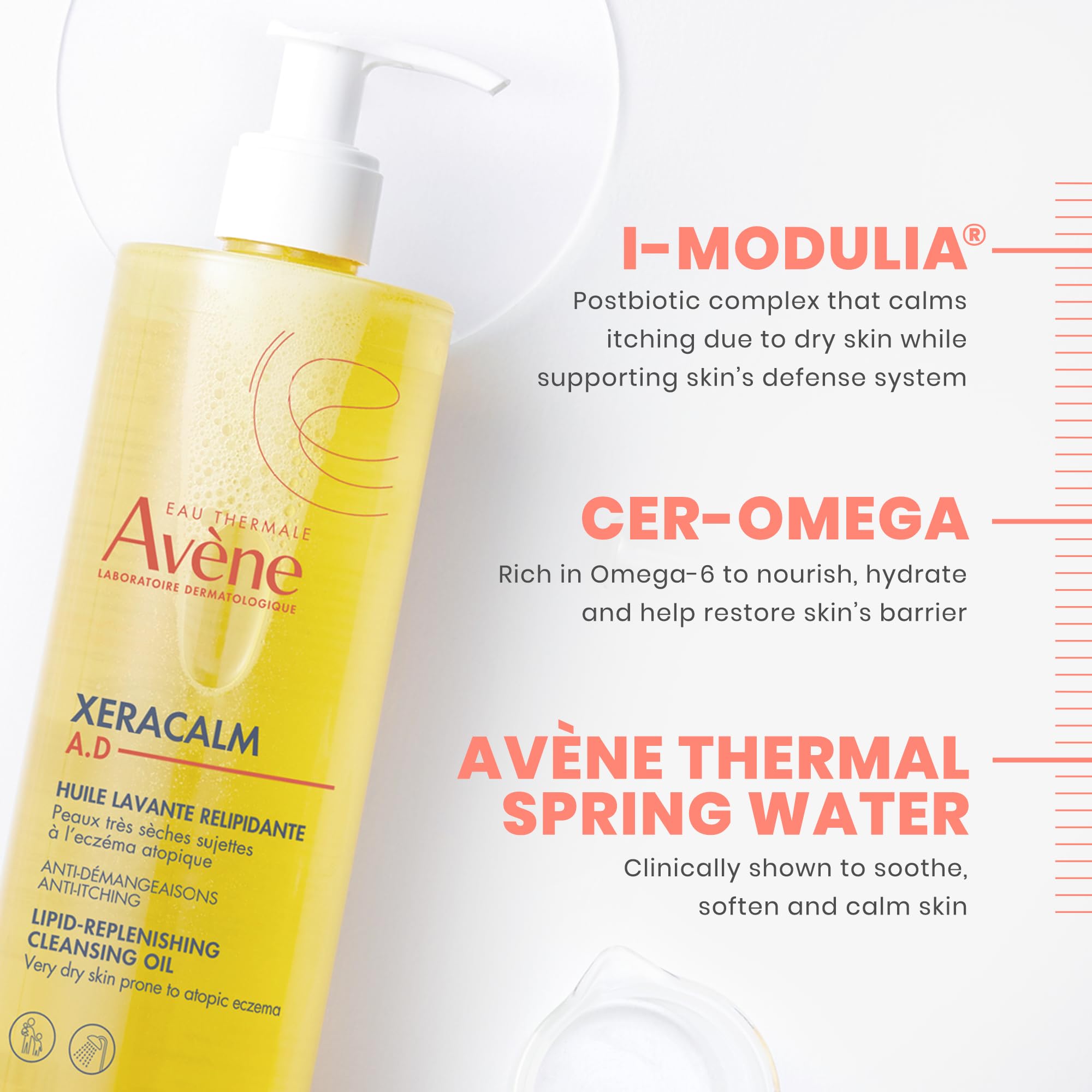 Avène XeraCalm A.D Lipid-Replenishing Cleansing Oil, 25.3 oz