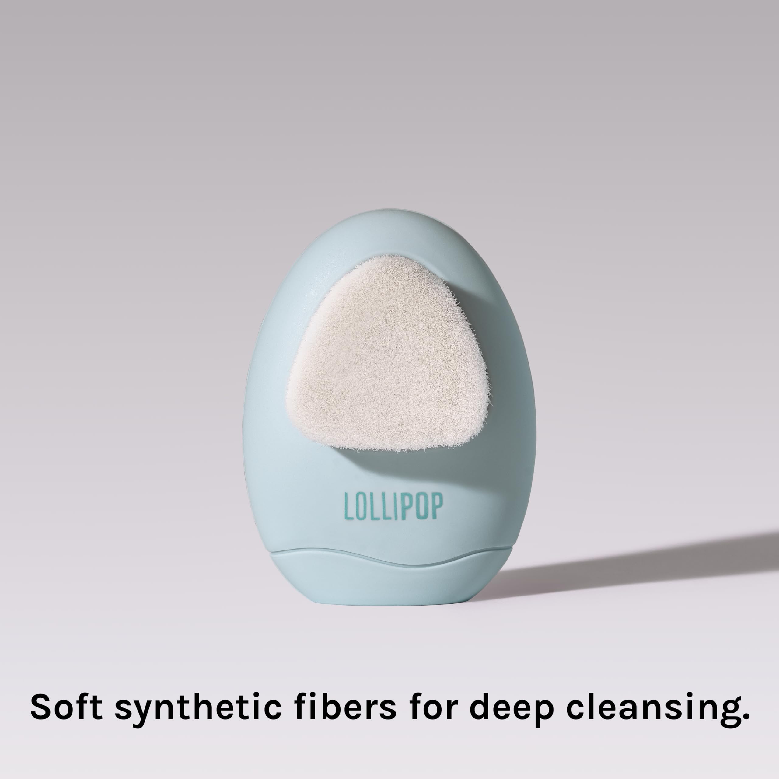 LOLLIPOP Dual-Sided Facial Cleansing Brush | Palm Size Silicone Face Exfoliator and Soft Fiber Cleanser | Manual Face Scrubber for Pores, Makeup Removal, Blackhead and Skincare Routine, Oceanic
