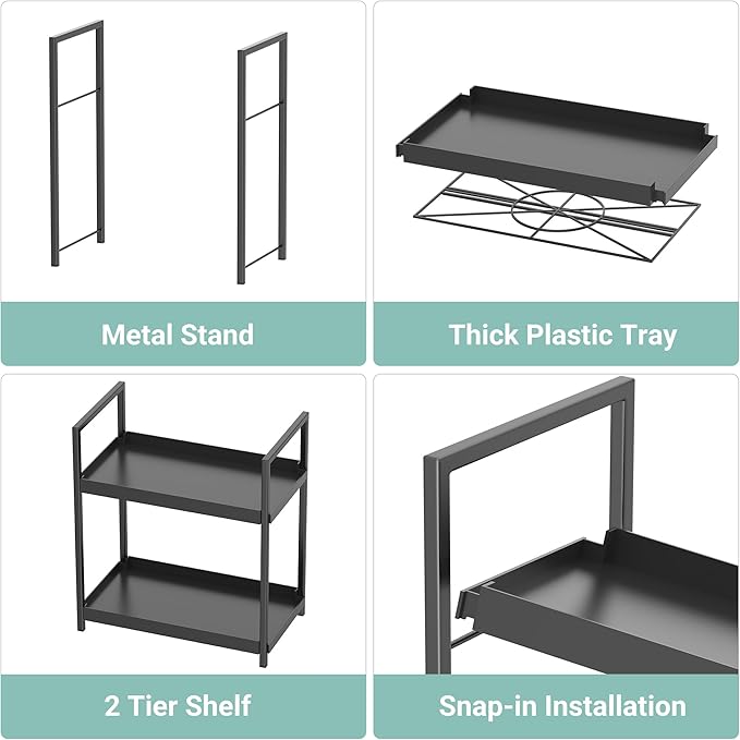 Oasiteege 2 Tier Mens Bathroom Counter Shelf Organizer for Skincare Makeup