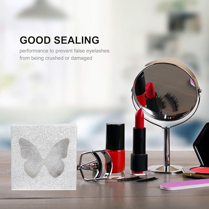 ARTIBETTER 30pcs Colorful Square False Eyelashes Packaging Box with Lash Tray Silver Base Eyelash Storage Case for Makeup Organizer