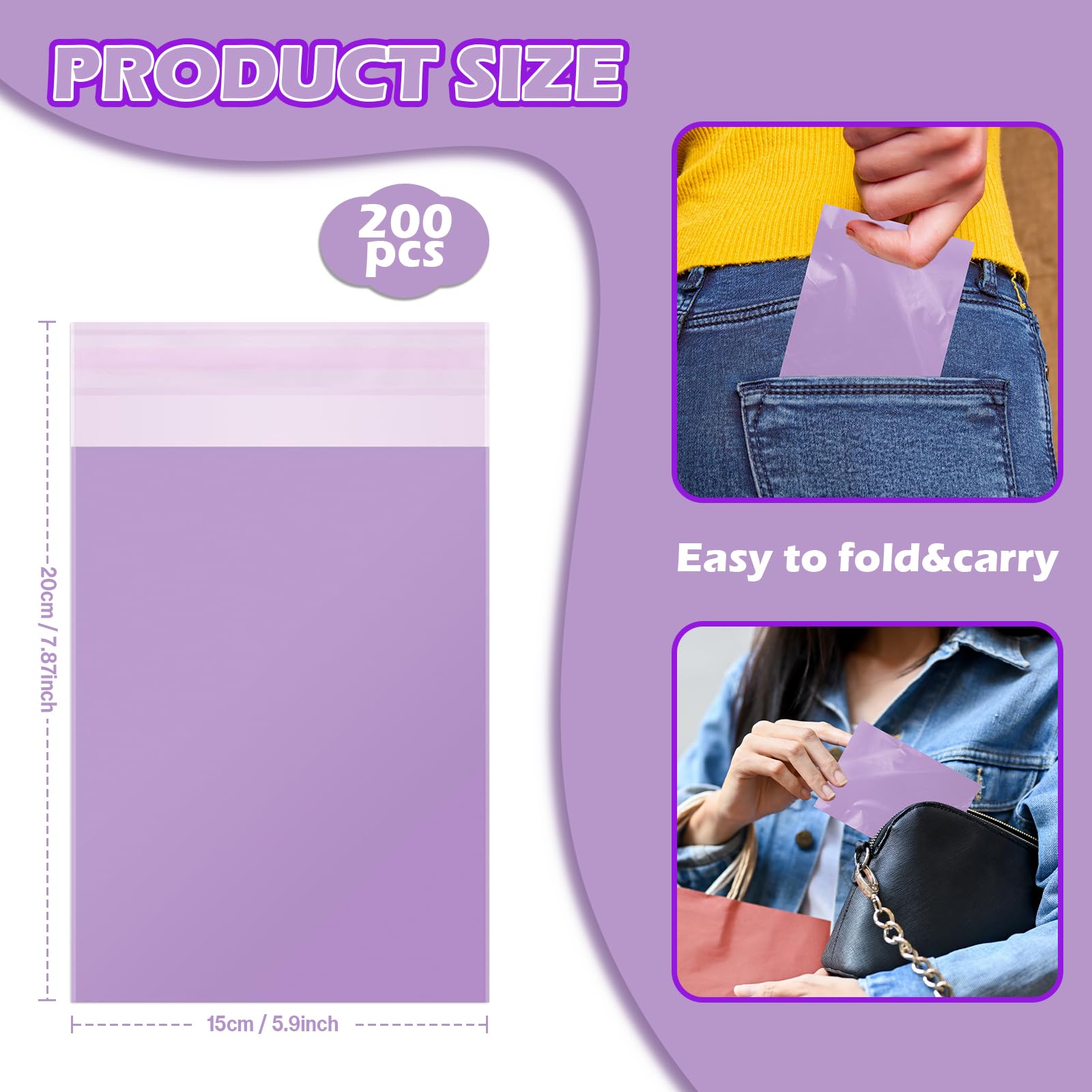 ZSMKJIAYE 200 Pcs Purple Sanitary Napkin Disposal Bags,Sealable Tampon Disposal Bags, Prevents Odours Thickened Size Feminine Hygiene Bag for Sanitary Napkins and Pads,Disposable Tampon